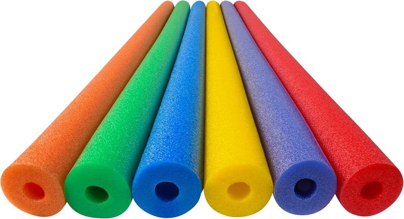 Play22 Pool Noodles Foam - Soft Large Rainbow Foam Noodle Tube, 6 Colors Bulk Swim Noodles, Multi-Purpose, Pool Toy, Floating Training Device, Exercise Aid, Craft Projects - Image 1